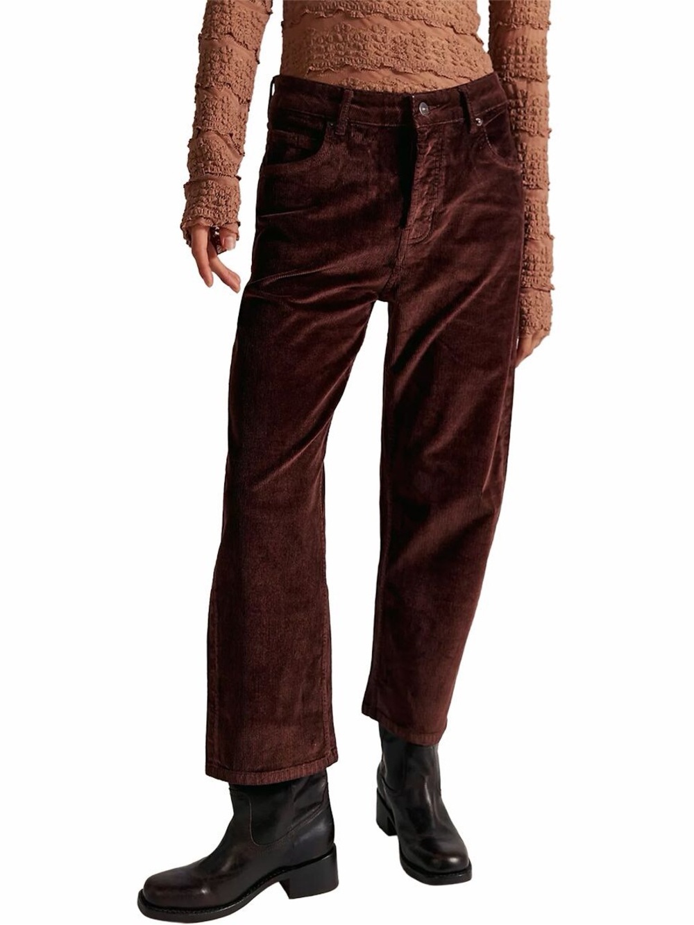 NWT Free People We The Free Deep Trance Cord Pant Chocolate Brown Size 29
